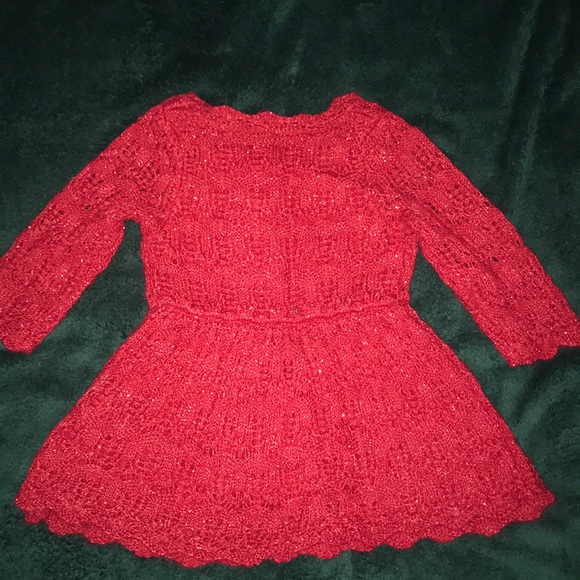 Beautiful little Red Crocheted girls dress - Picture 3 of 7